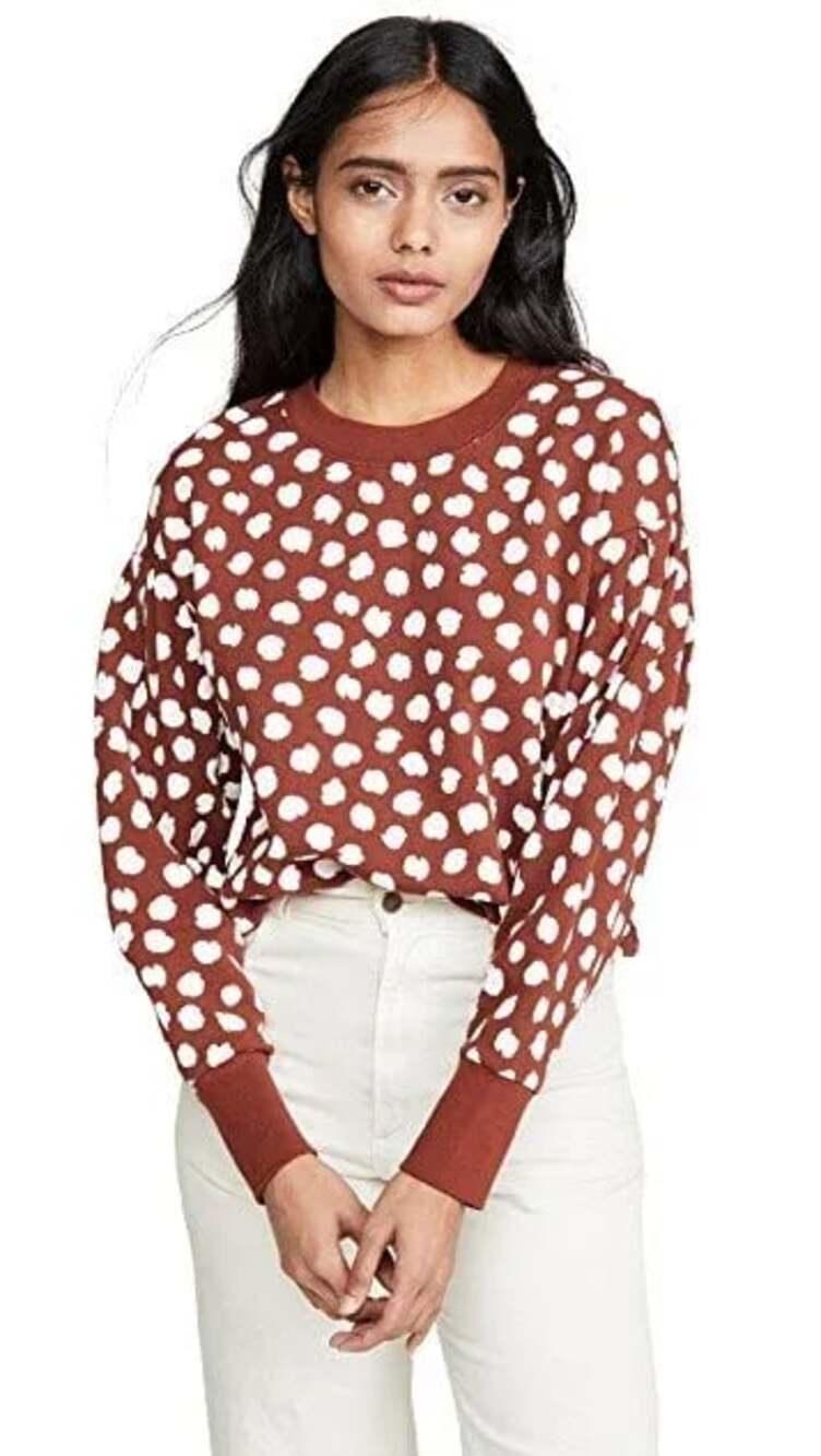 Madewell Pleat-Sleeve Sweatshirt in Leopard Dot